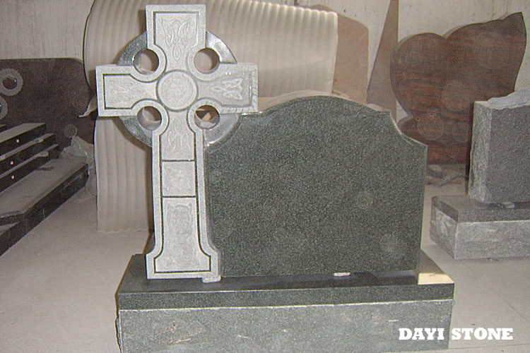 Natural Stone Granite Dark Grey Cross Upright Headstones